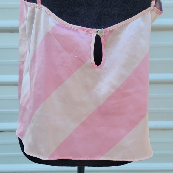 NWT VICTORIAS SECRET SATIN Pink Striped Keyhole CAMI VS SLEEP SHIRT TANK TOP L - Picture 4 of 9